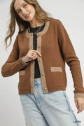 Umgee Two-Tone Button Front Cardigan-0