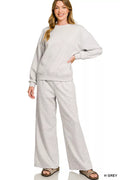 Zenana Scuba Crewneck Pullover and Pants Set