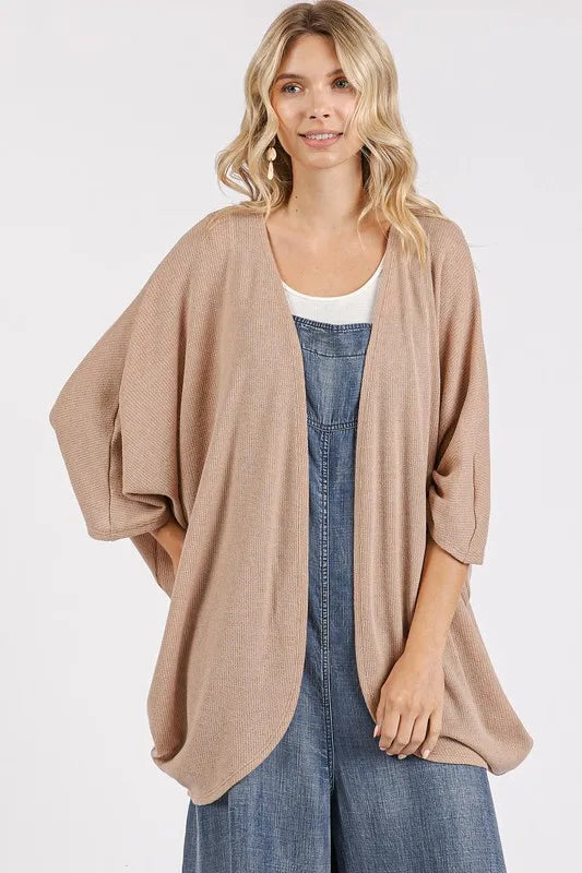 Mittoshop Open Front Batwing Sleeve Cardigan