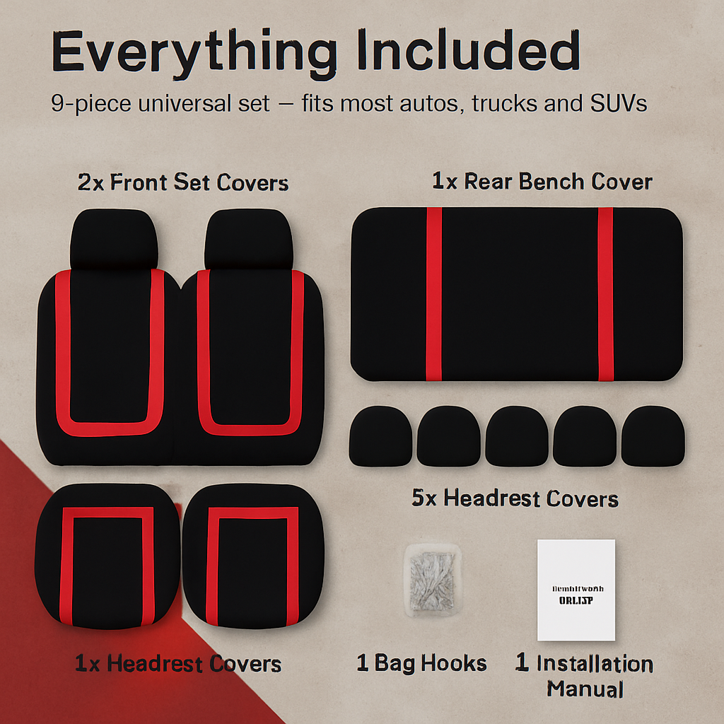 Car Seat Covers Set – Front/Rear Universal Fit