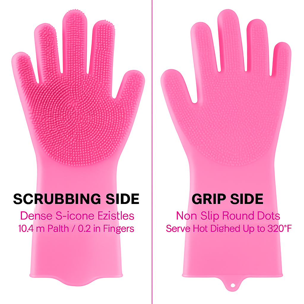 Silicone Dishwashing Gloves with Bristles