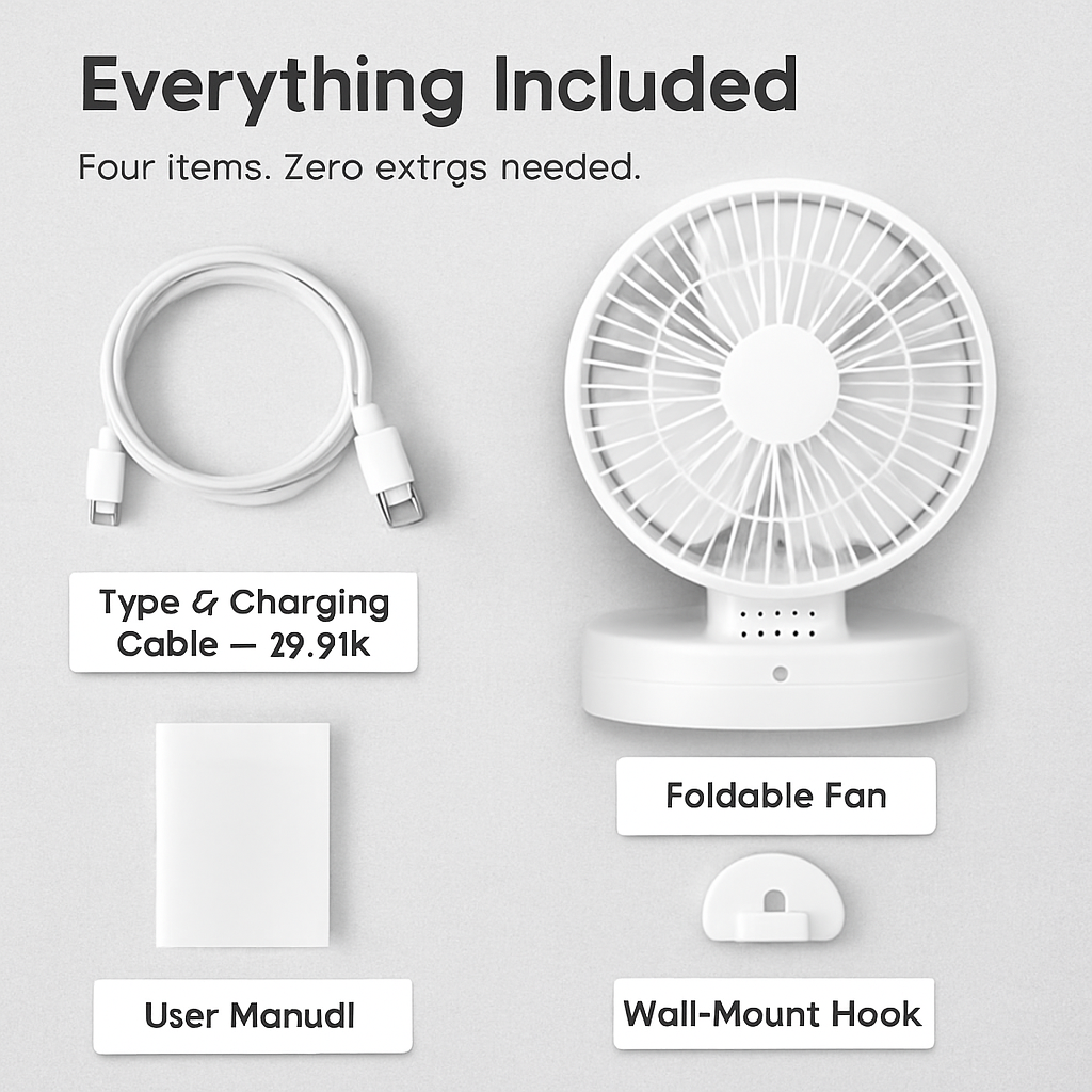 Foldable Table Fan with Wall & Desk Mount
