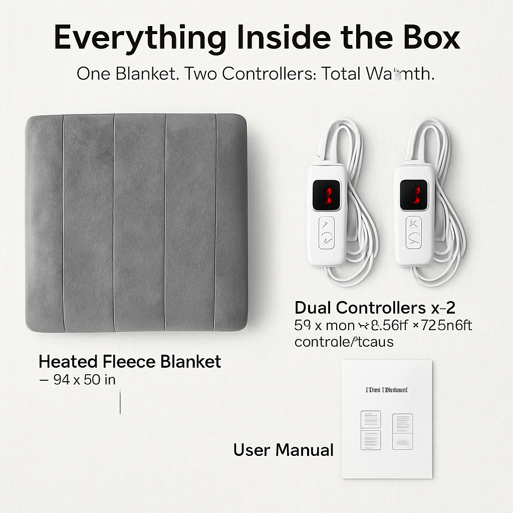 Queen Size Fleece Heated Blanket with Dual Controls