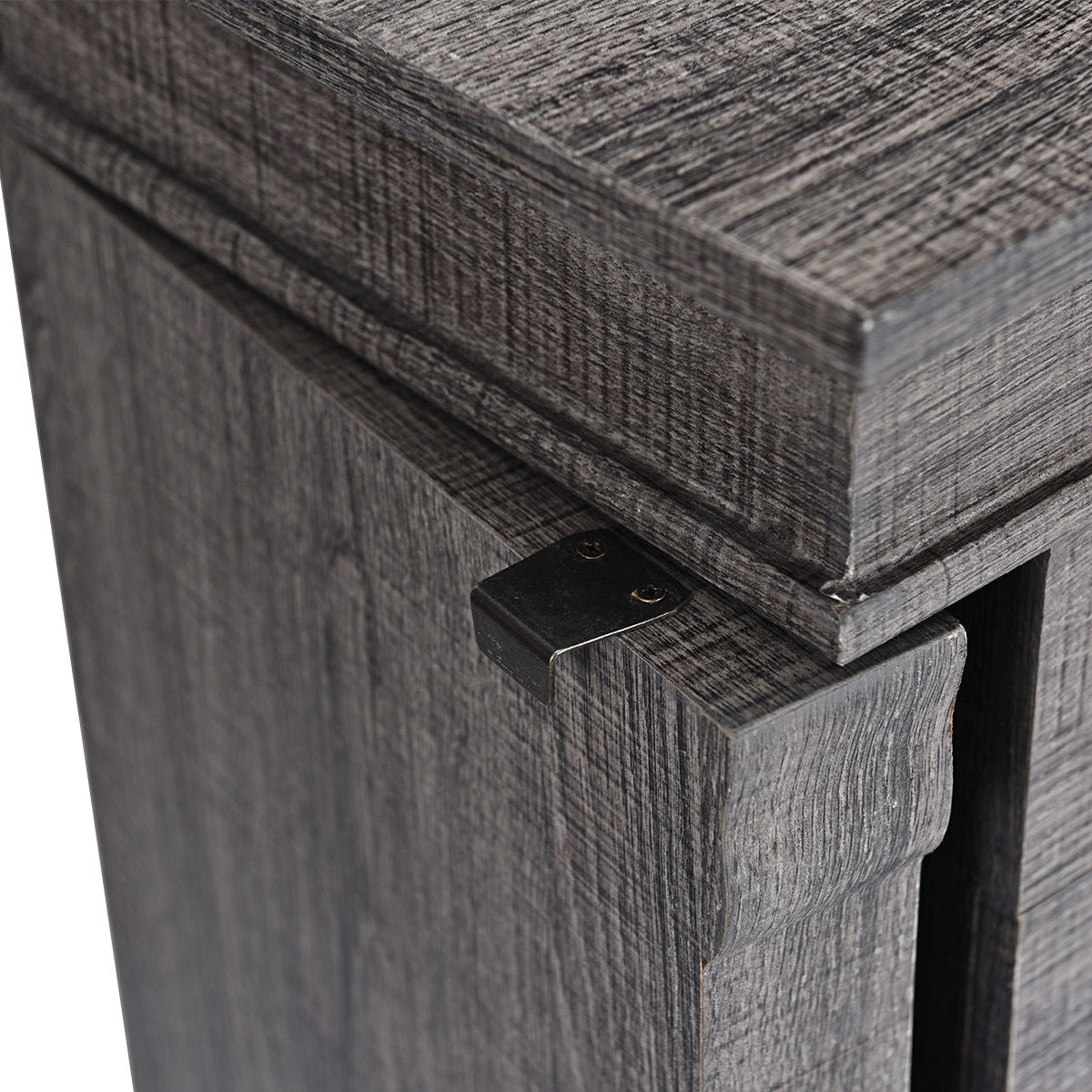 Standing Jewelry Cabinet Storage Organizer with Wooden Legs-Gray