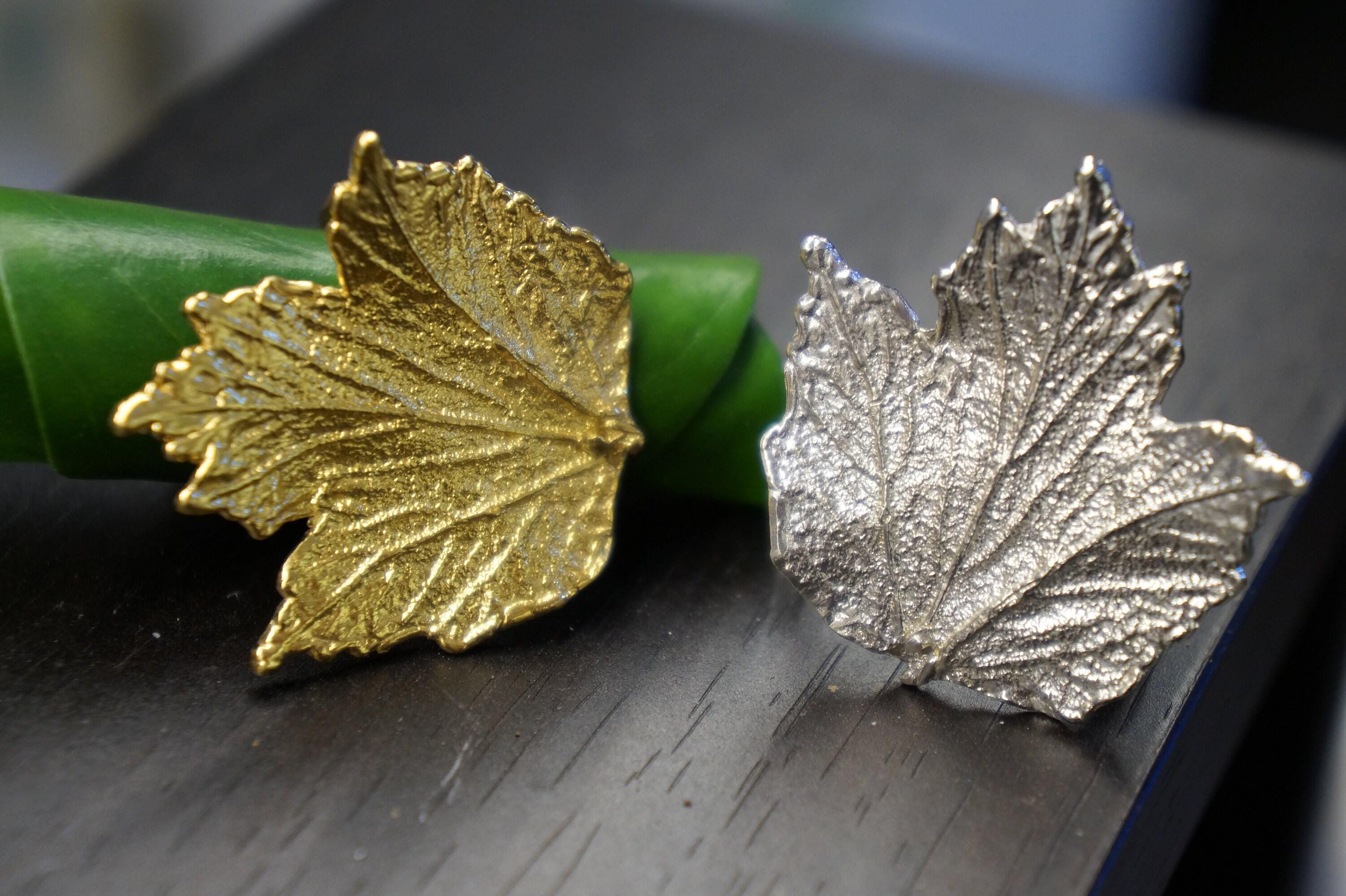 Bourbon Rose Leaf Ring - Adjustable Gold-Plated Brass Jewelry