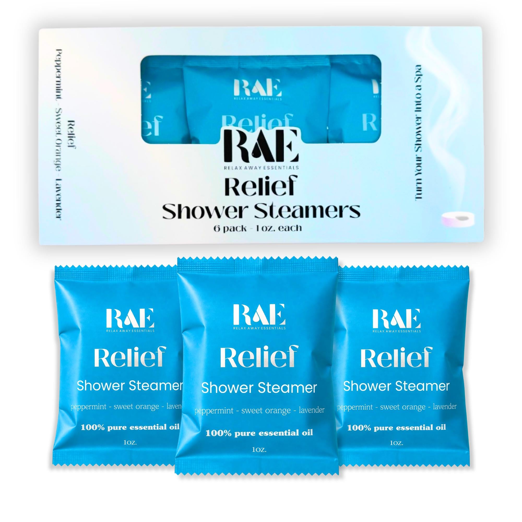 Relief Shower Steamers 6-Pack | Lavender, Peppermint & Orange Aromatherapy | Spa Gift | Relaxing