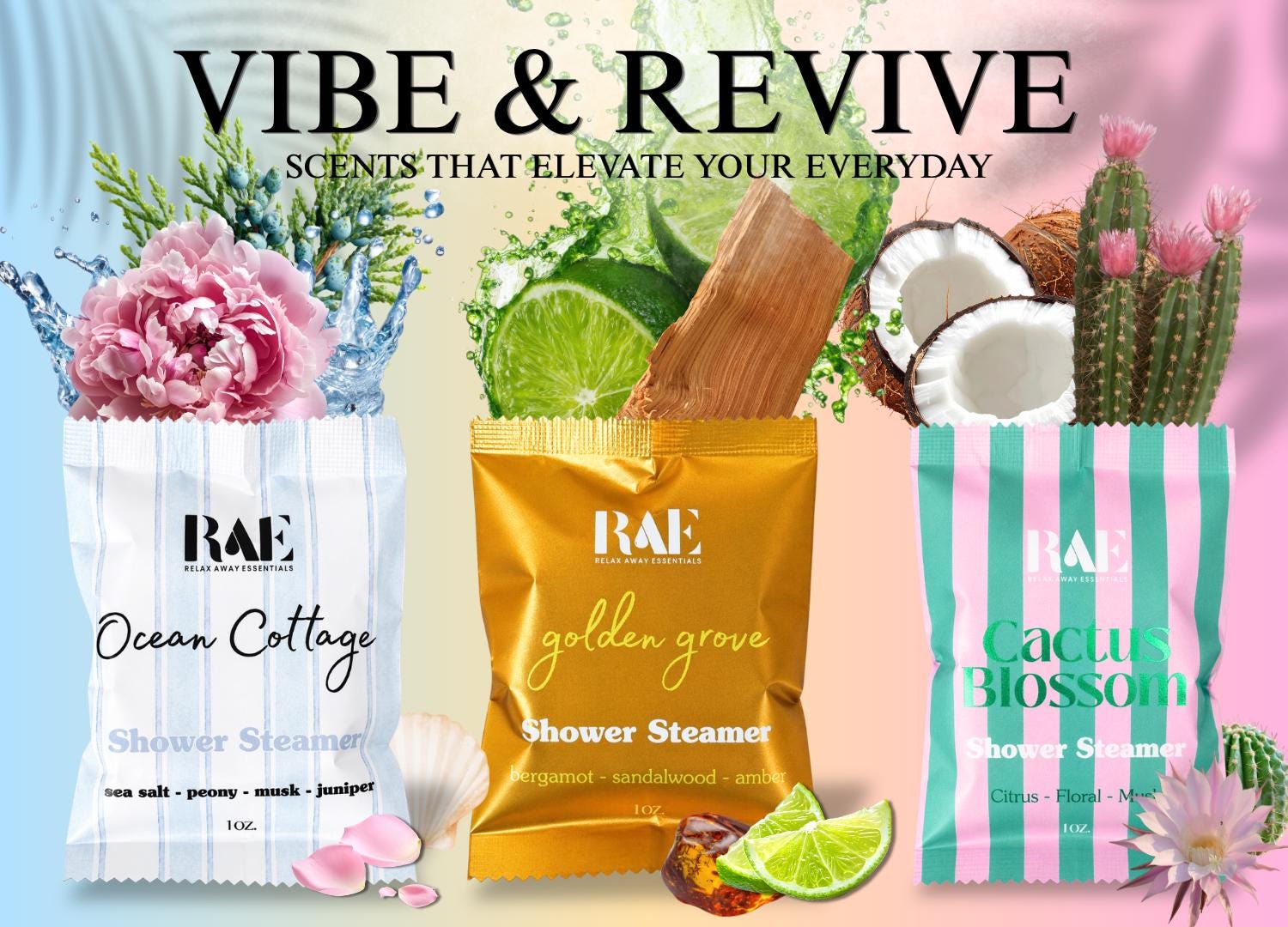 Vibe and Revive Shower Steamers | 6 Pack | Spa Gift | Aromatherapy | Shower Bomb | Gift for her |