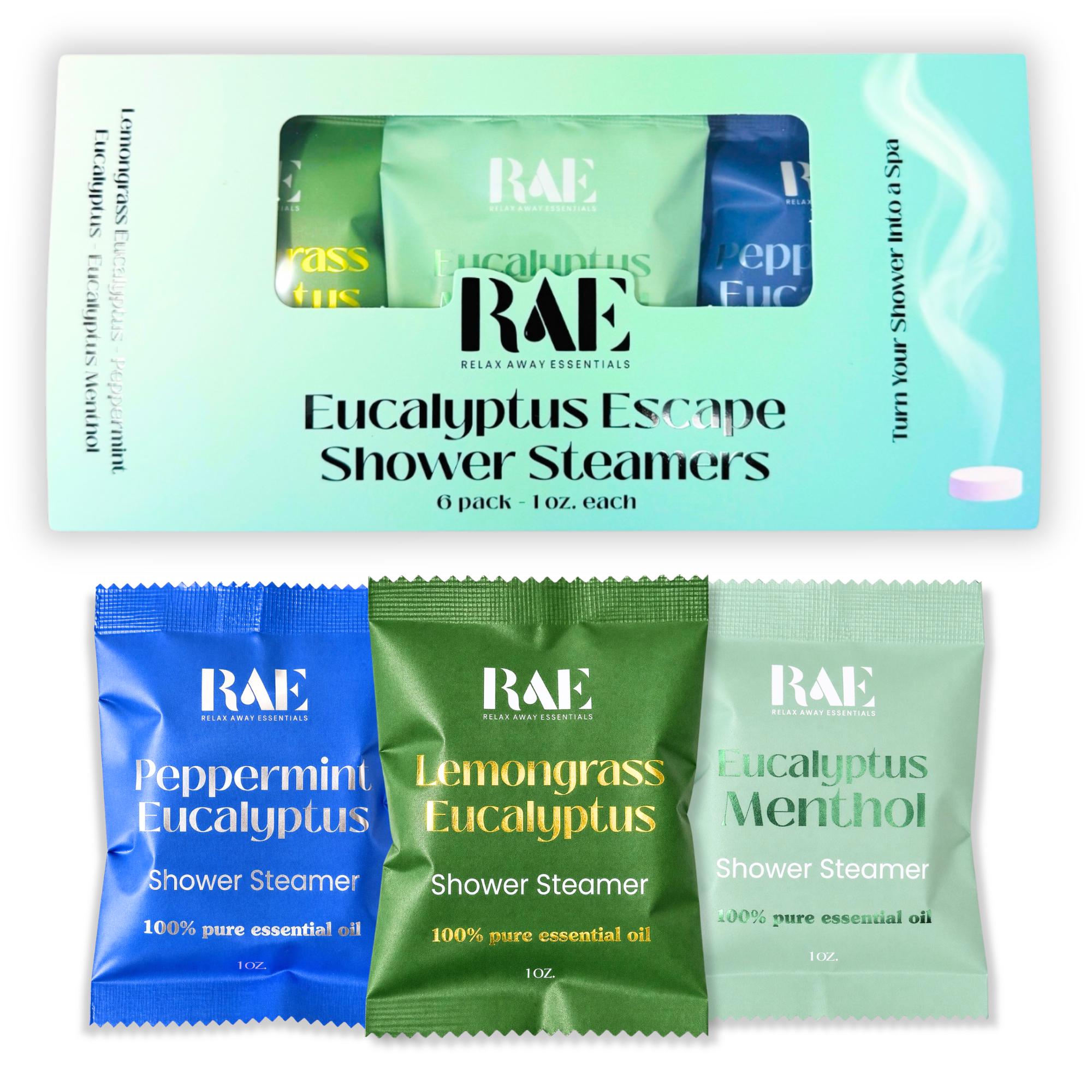 Eucalyptus Escape Shower Steamers 6 Pack | Breathe | Aromatherapy | Spa Gift | Essential Oils | Natural Handmade Shower Steamers