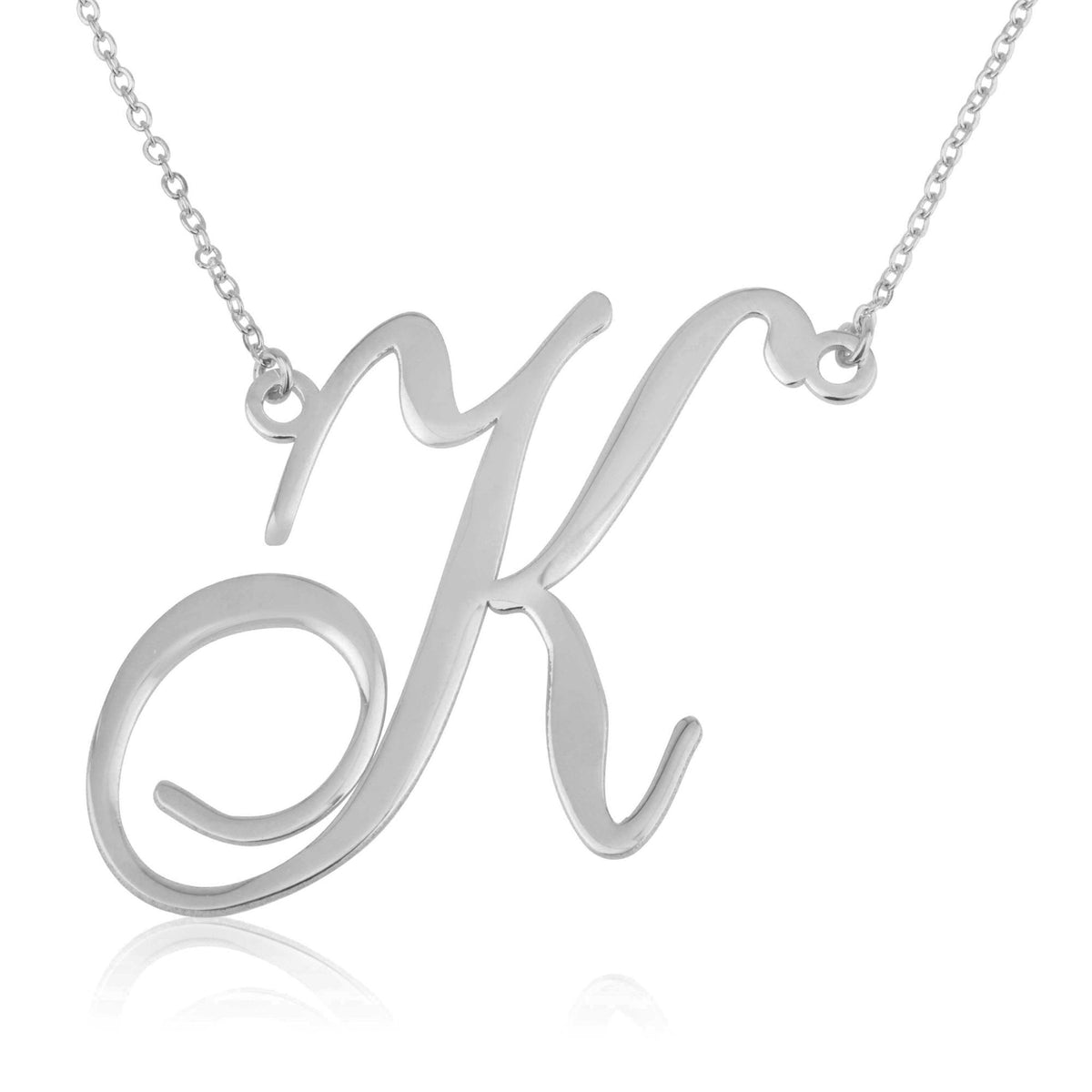 Large Initial Necklace In Cursive Font