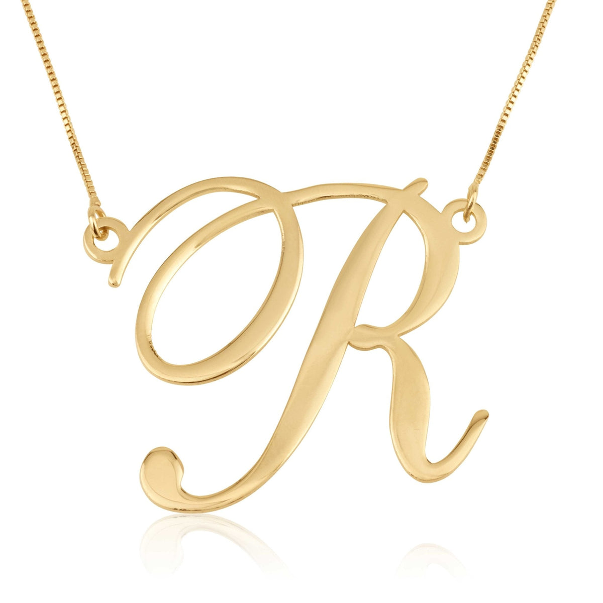 Large Initial Necklace In Cursive Font