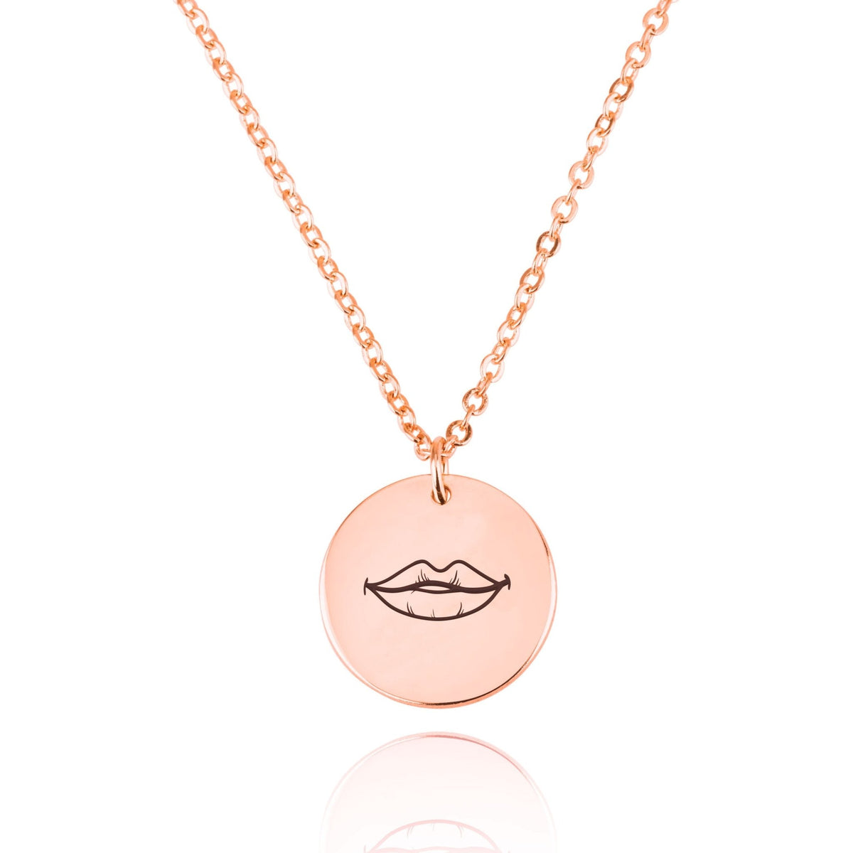 Lips Engraving Disc Necklace