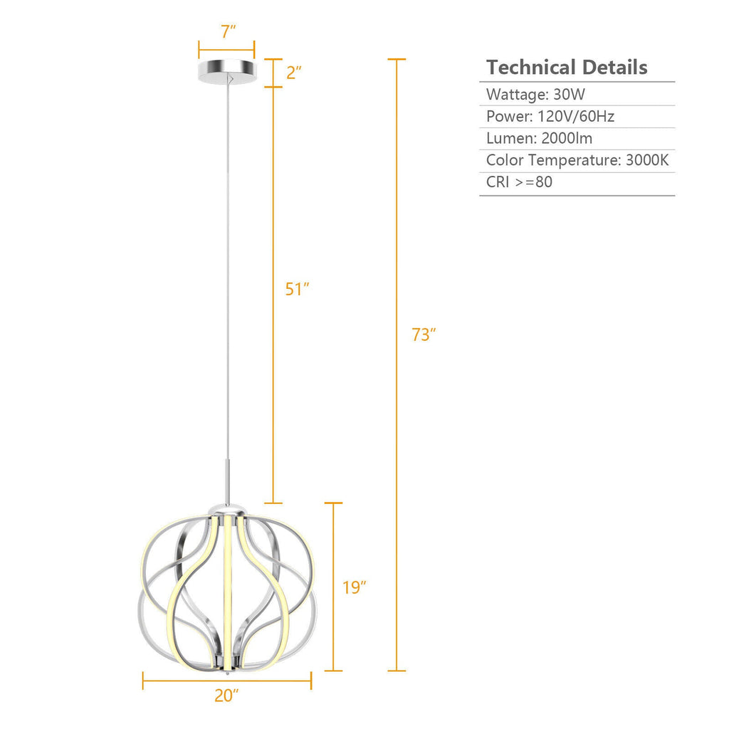 Modern Dimmable Warm White LED Chandelier