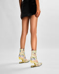 Paisley Encrusted Bite Heel Ankle Boots