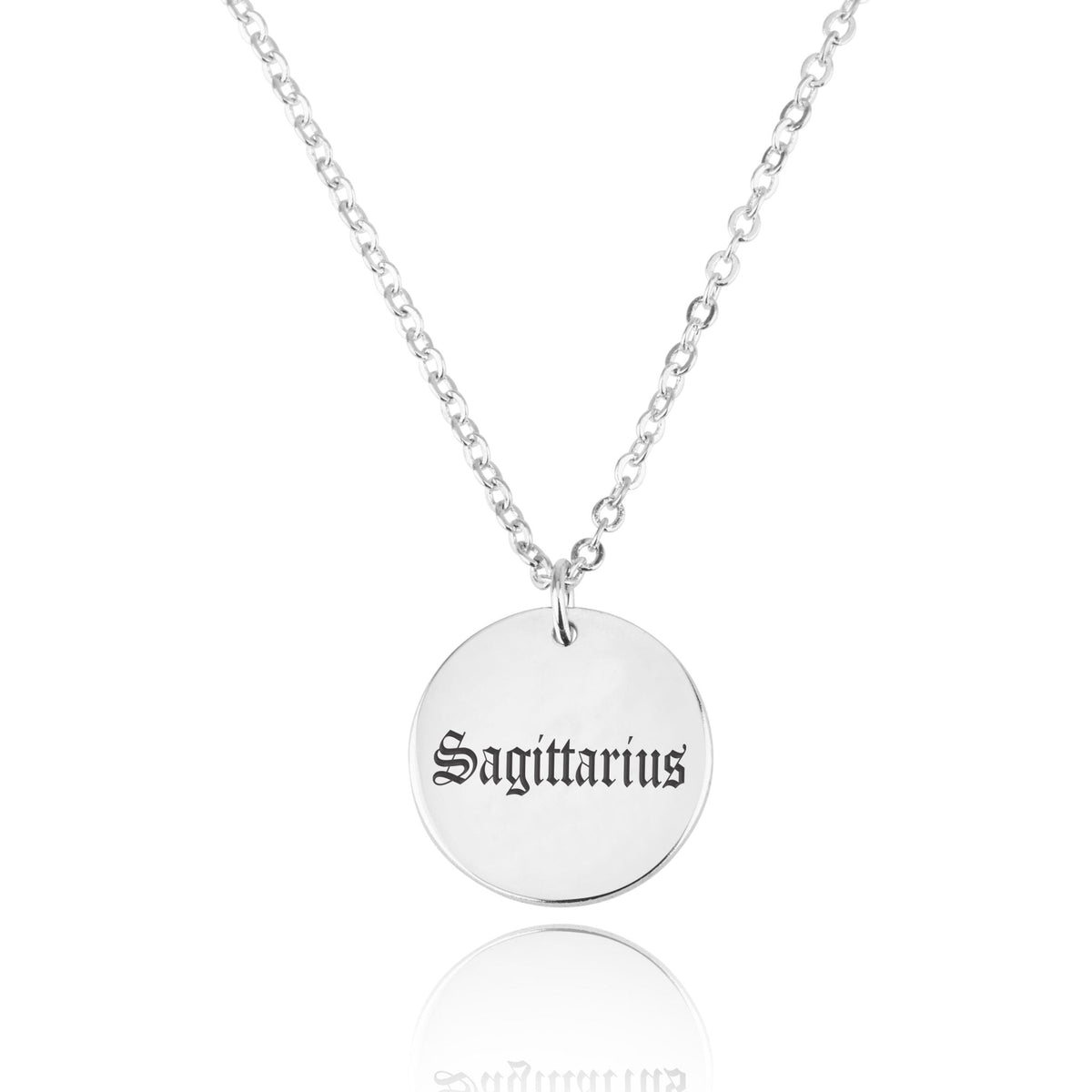 Sagittarius Script Disk Necklace