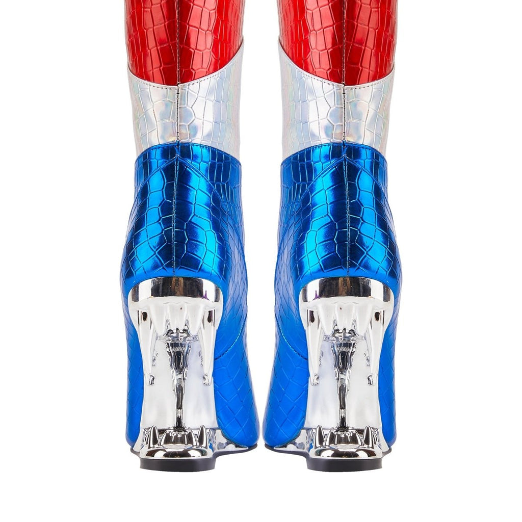 Silver Bite Heel USA Colors Knee High Boots