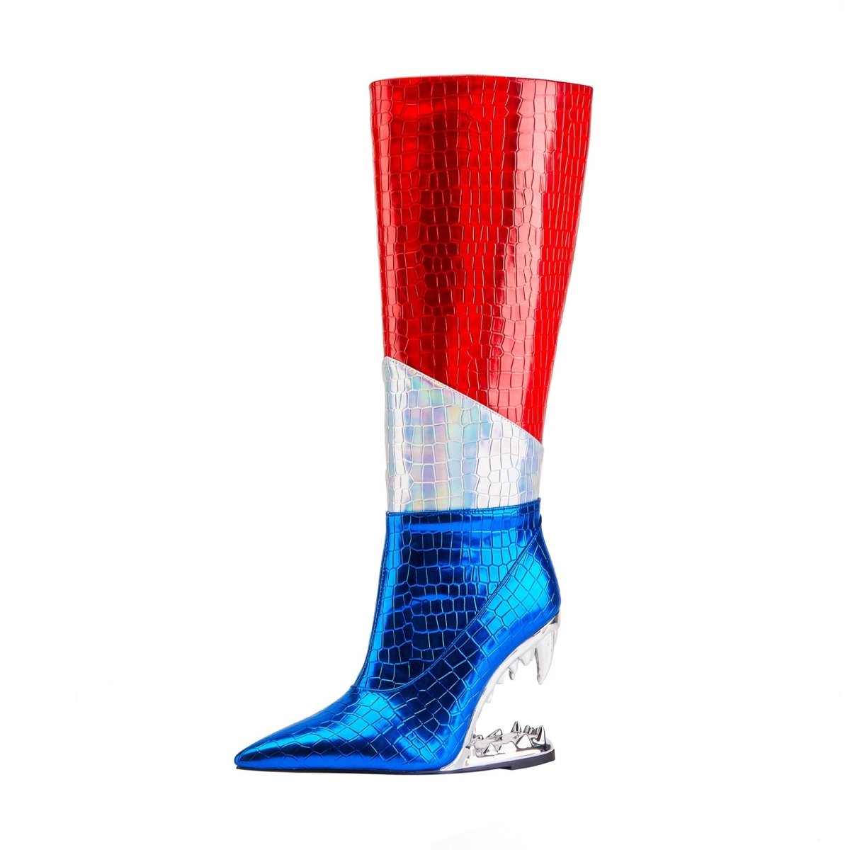 Silver Bite Heel USA Colors Knee High Boots