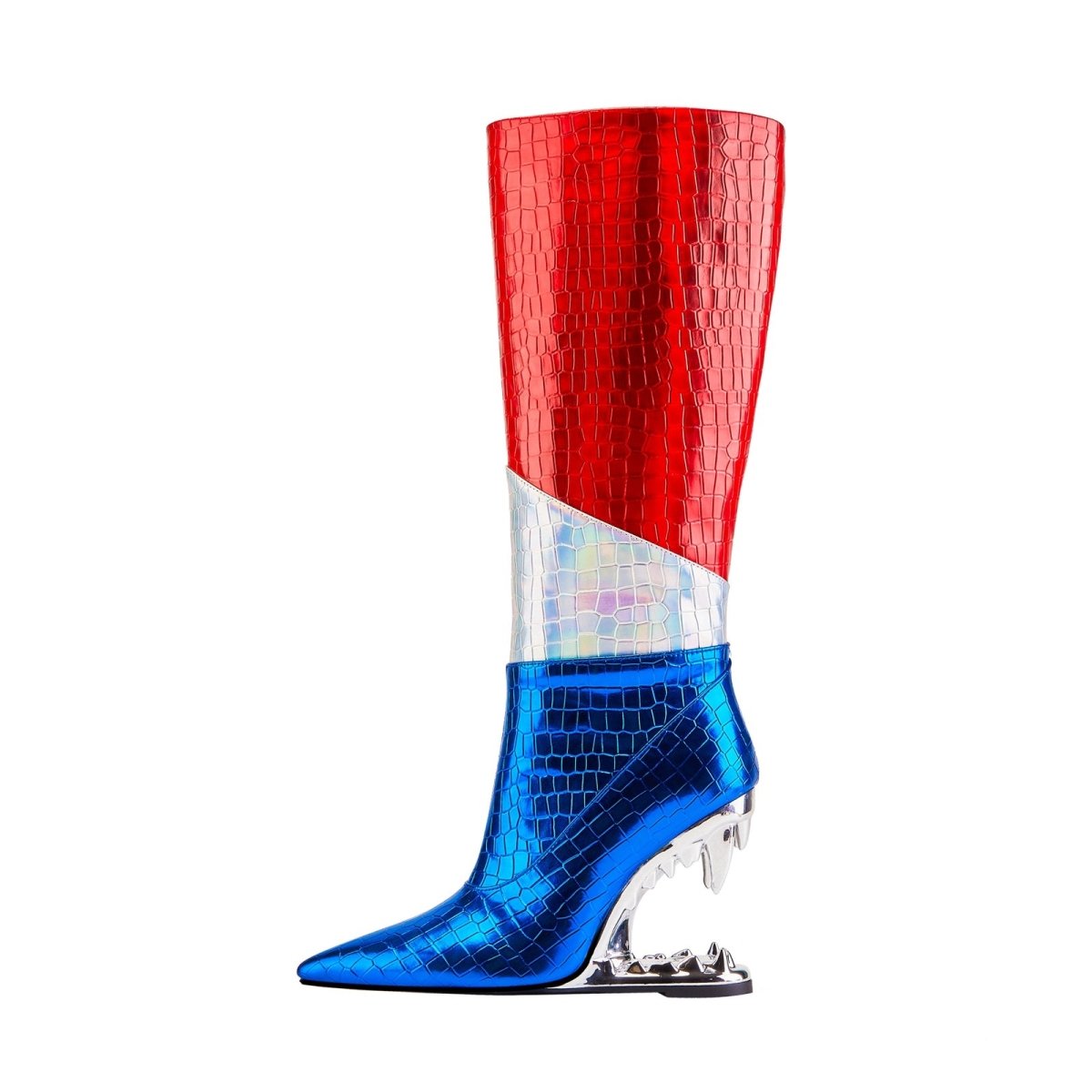 Silver Bite Heel USA Colors Knee High Boots