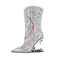 Silver Rivet Transparent Bite Heel Ankle Boots