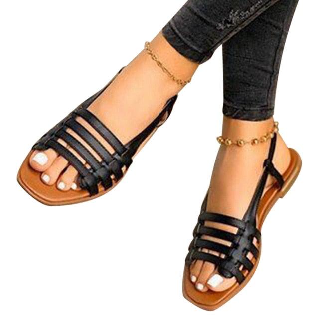 Soft Leather Woven Slippers Women Summer Flat Heels Beach Casual Slides Shoes Woman Outdoor Sandals Open Toe Slippers Summer Sandals For Women Flat Shoes Office Elegant Design Sandals