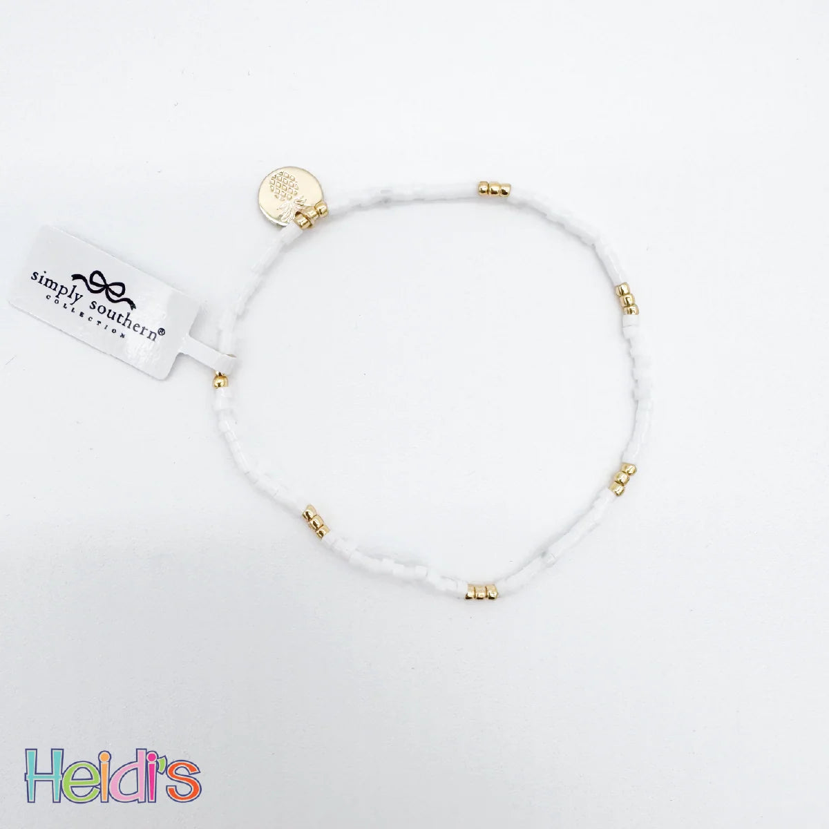 Simply Southern Beaded Bracelet: White Bead