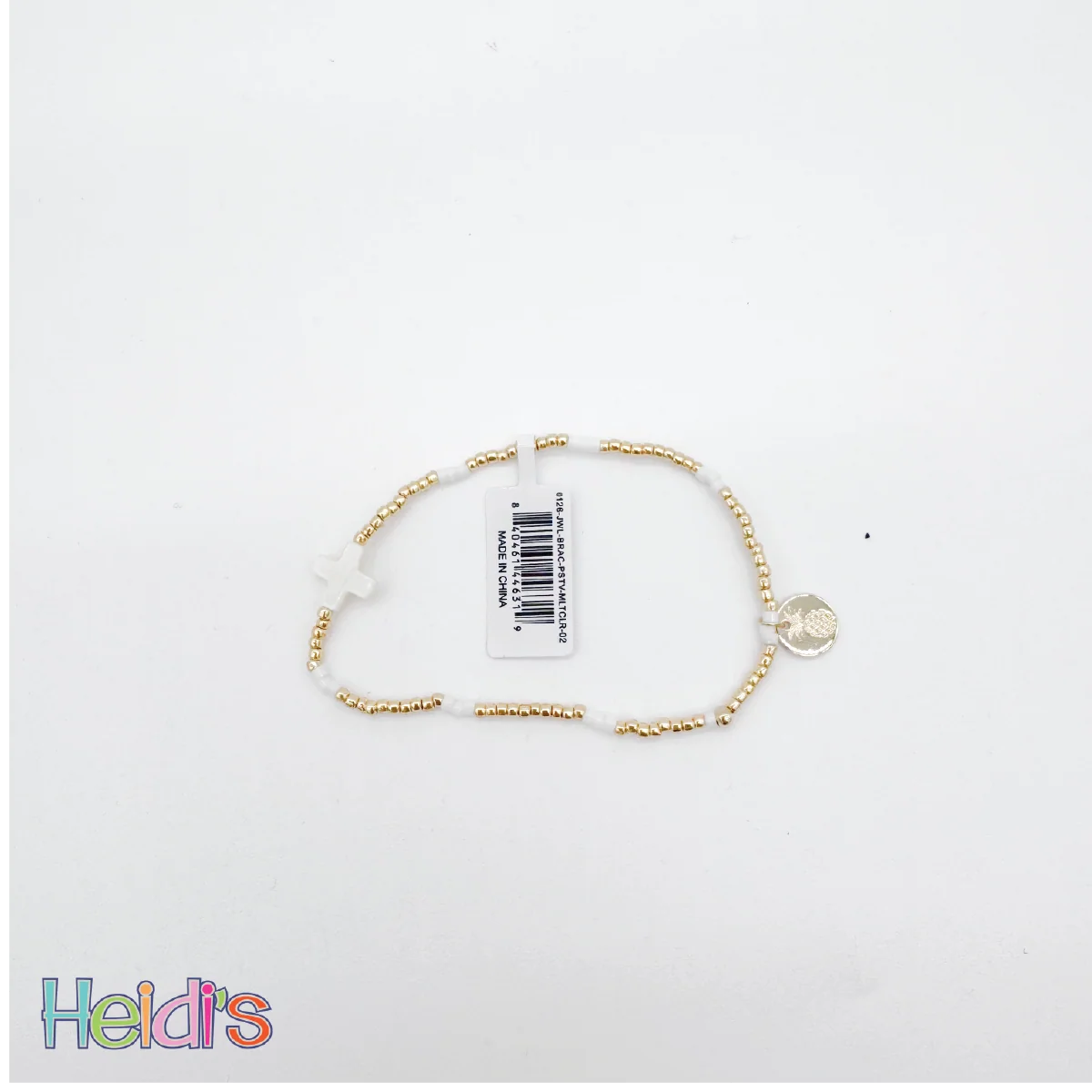 Simply Southern Beaded Bracelet: White Cross