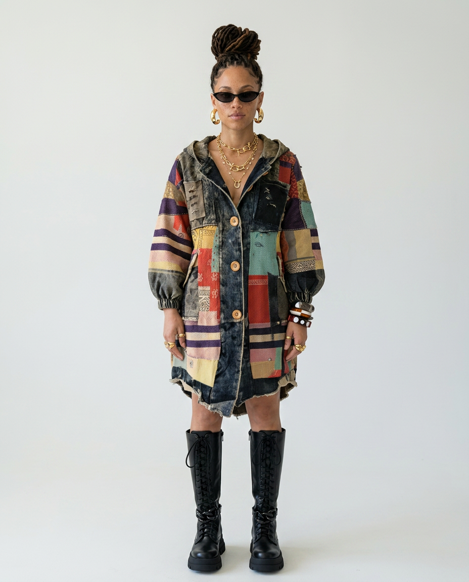 Adventurous Patchwork Denim Jacket