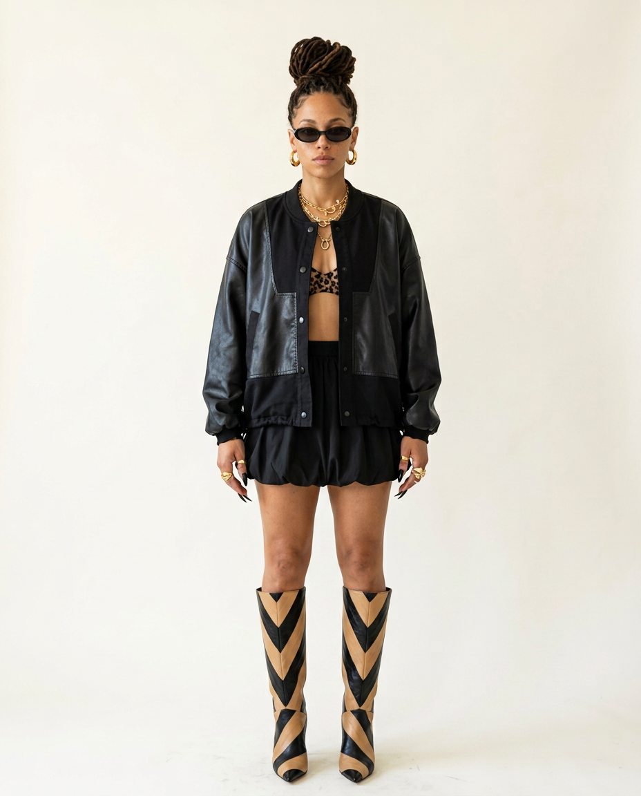 Audacious PU Patchwork Jacket