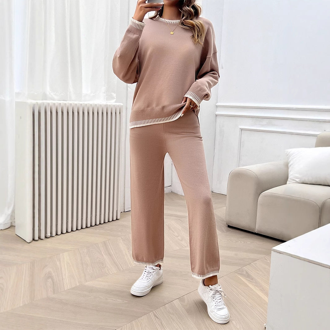 Vacation style loose long sleeved two-piece set