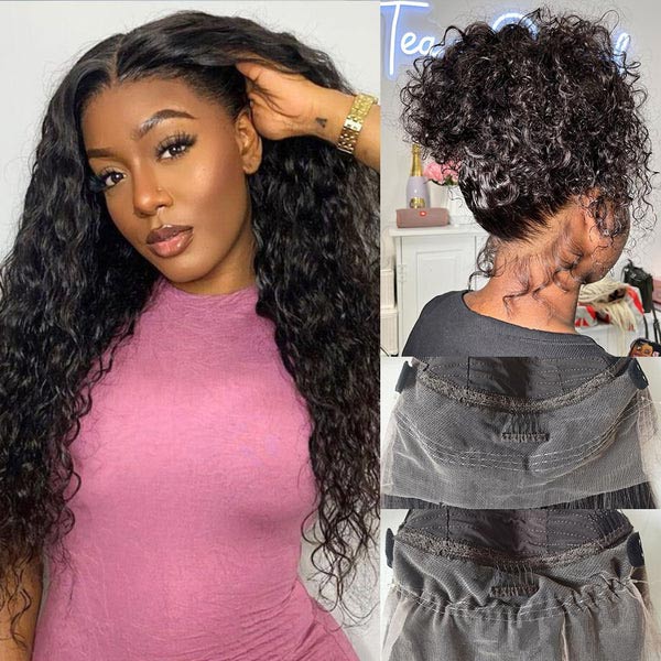 Junoda Water Wave Invisi Strap Snug Fit 360 Transparent Lace Frontal Bleached Knots Pre Cut Lace Wig