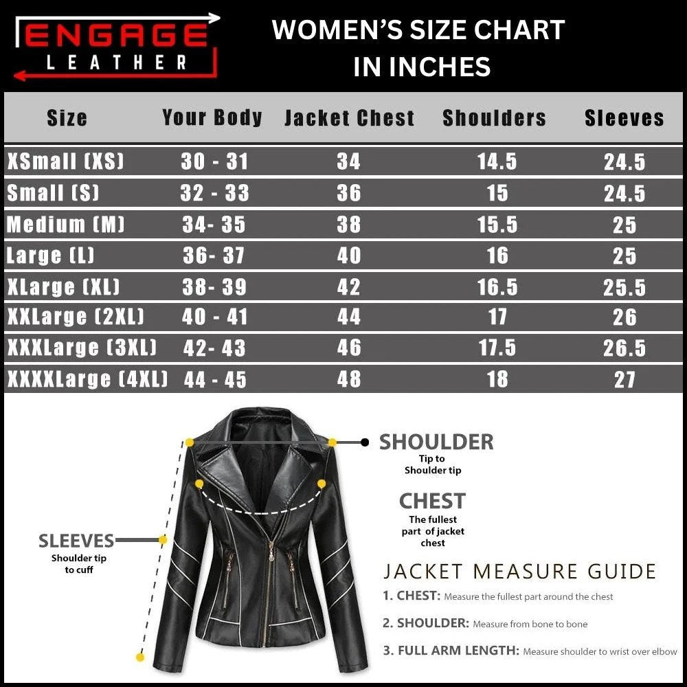 WOMENS BROWN LEATHER BIKER JACKET COCOA - XXL